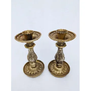 BC15 brass ornate candlestick pair of 2