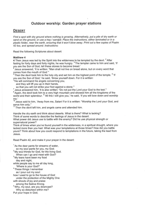 Outdoor Worship: Garden Prayer Station cards