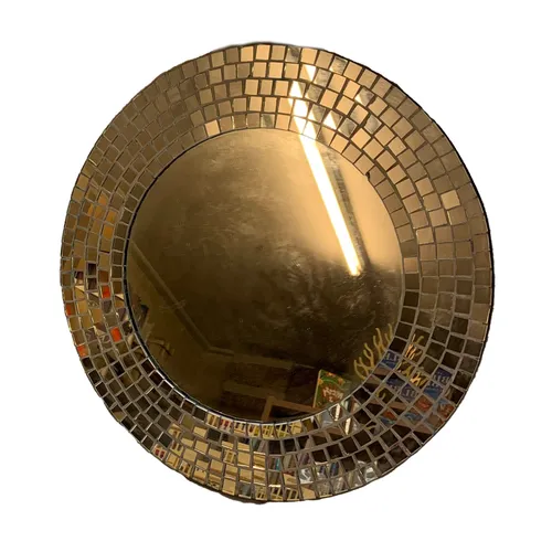 Round mirror - mirrored mosaic frame
