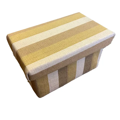 Box: Striped hessian lidded
