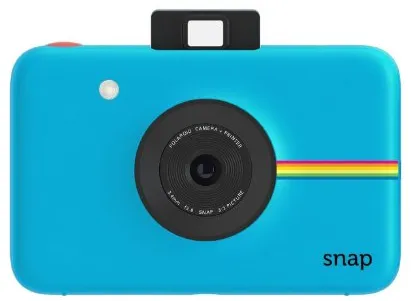 Polaroid camera in purple case