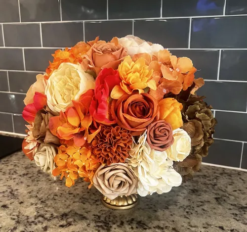Terracotta Fall Flower Ball Centerpiece