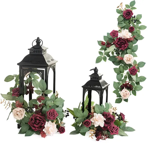 Ling's Moment Dusty Rose & Marsala Burgundy Garland 2 fT