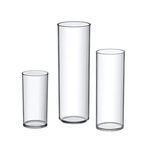 3Pc Plastic Cylinder Vases for Centerpieces Hurricane Candle Holder