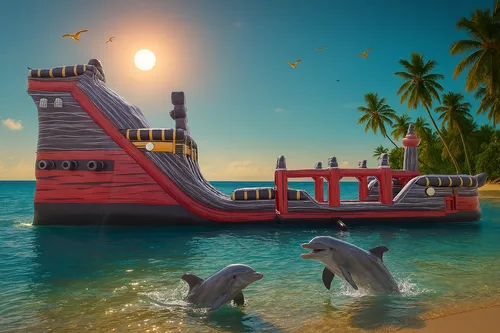 22ft Black Pearl Pirate Ship Water Slide. Free Setup! (Available After 4/15)