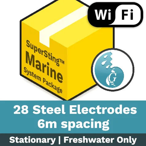Stationary/Floating Marine System Package - 28 stainless steel electrodes, 6m spacing (WiFi)