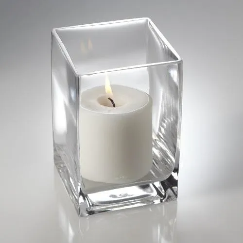 Square glass candle holder