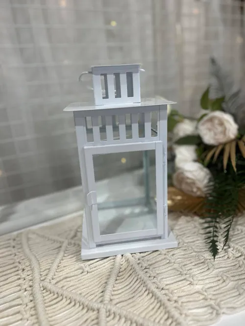 28cm White Metel Line Lantern