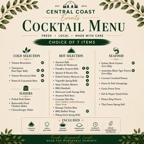 Catering Cocktail Menu