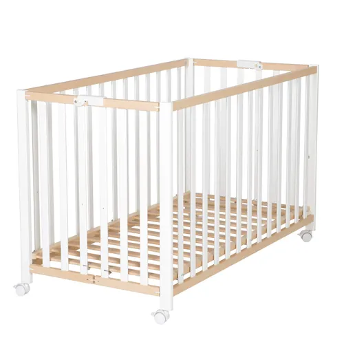Fold-Up Wooden Cot and Mattress | Roba 120 x 60 cm