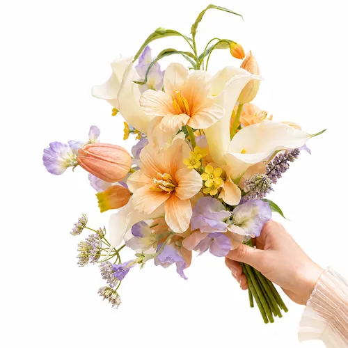 Apricot Lavender Bridal Bouquet