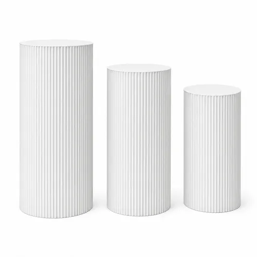 White Fluted Metal Plinth (EACH)