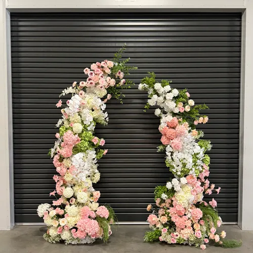 Pink & Green Flower Arch Backdrop