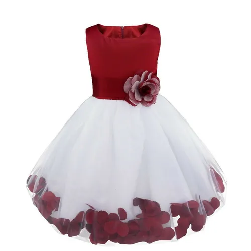 Flower girl petal Dress - Burgundy