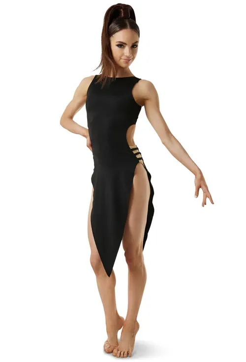 Open back BLACK Latin ballroom dress D10746