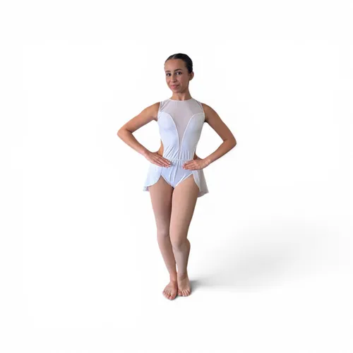 White backless skirted leotard D10751