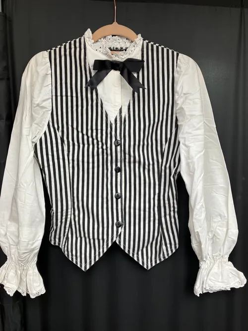 Black & White striped blouse OR waistcoat