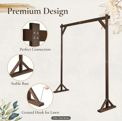 Wooden Wedding Arch -7.5FT Square Wooden Wedding Arches For Ceremony, Wood Arbor Backdrop Stand For Proposal Wedding Party Scene, Birthday Party, Bridal Shower, Garden, Outdoor, Rustic Decorations