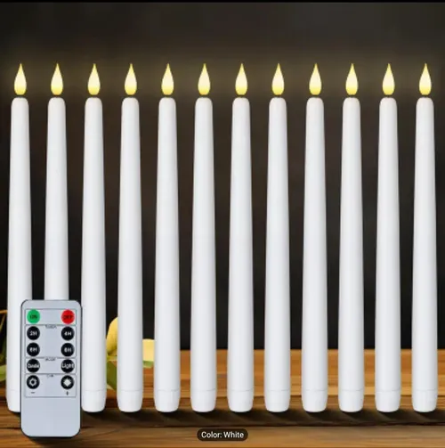 Set of 12 Tapered Candles (White)