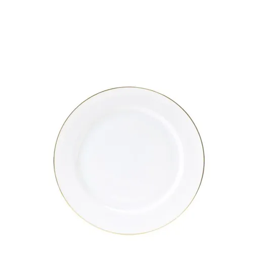 White Gold Rimmed Stoneware Salad Plate