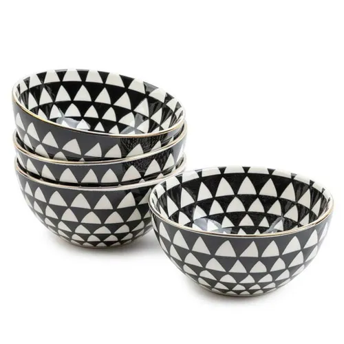 Thyme & Table Black and White Medallion Stoneware Bowl