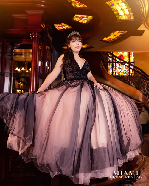 Black/Ivory Quinceanera Dress