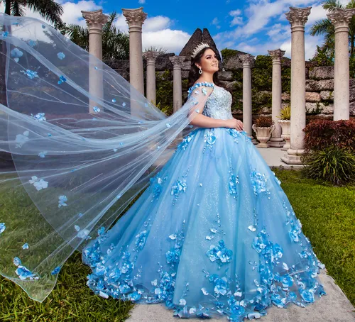 Quinceañera Light Blue Dress With Lights