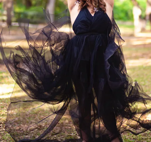 Halter Top Black Tulle Dress