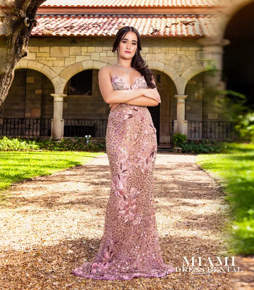 Glam Pink Dress with Flowers