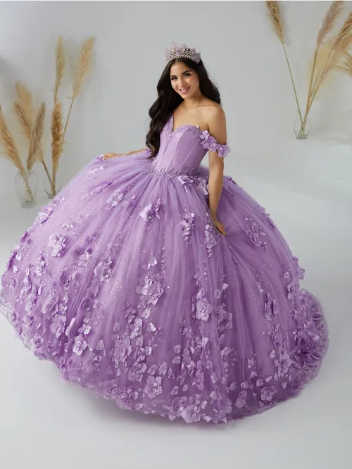 Quinceanera Light Purple Flower Dress