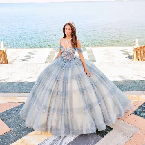 Quinceanera Dress Slate Champagne 