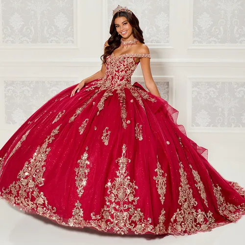 PR30112 Wine Gold Quinceanera Dress by Princess by Ariana Vara 