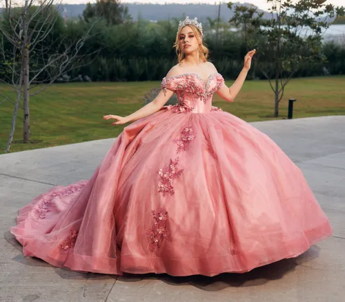 Floral Off Shoulder Quinceanera Dress 