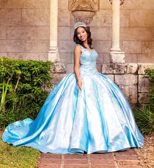 Quinceañera Light Blue Multicolor Dress