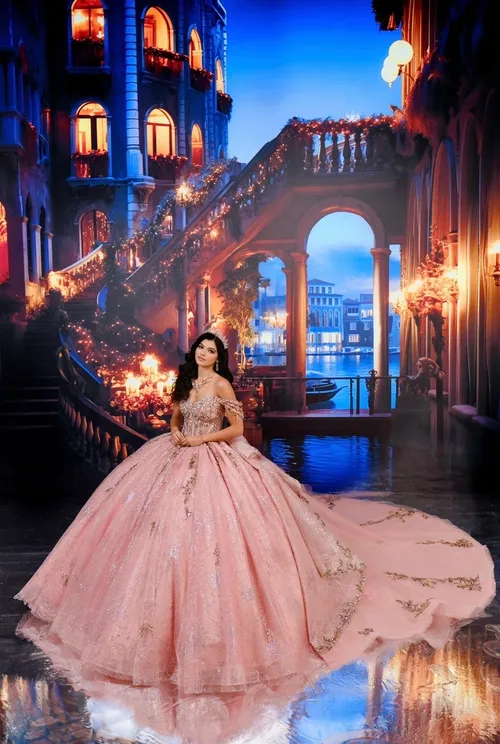 PR30191 Magenta Gold Quinceanera Dress by Ariana Vara