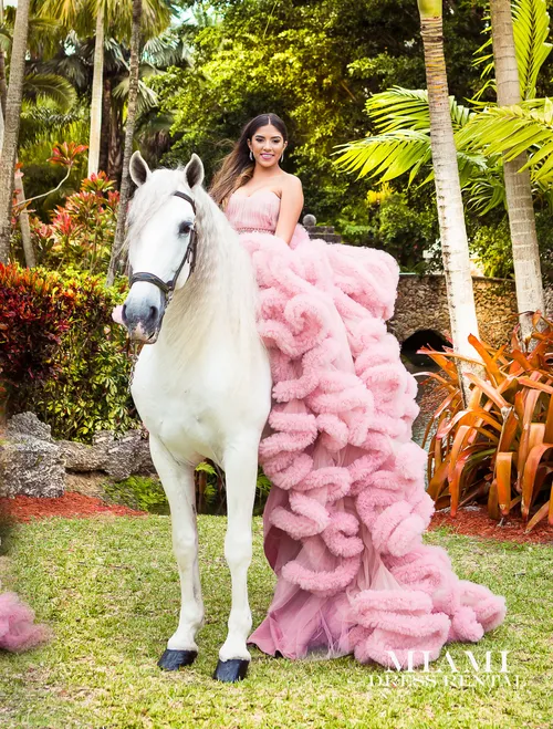 Pink Puffy Long Dress
