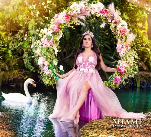 Pink Long Flower Water Dress