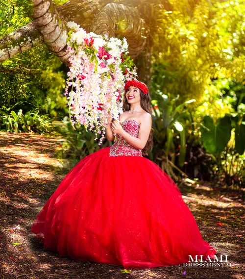  Quinceañera Red Dress 