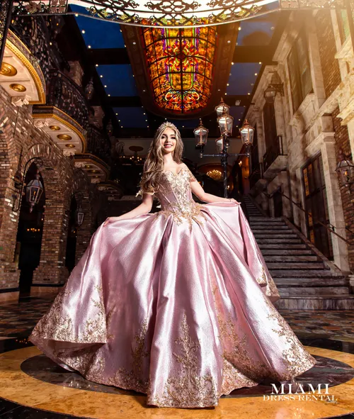 Pink/ Gold Quinceañera Dress 