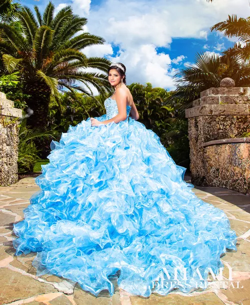Quinceañera Light Blue Dress with Ruffles
