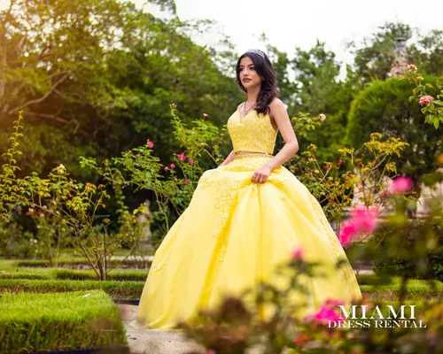 Two Piece Yellow Quinceañera Dress