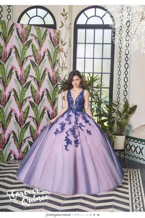 Navy/Blush Quinceañera Dress