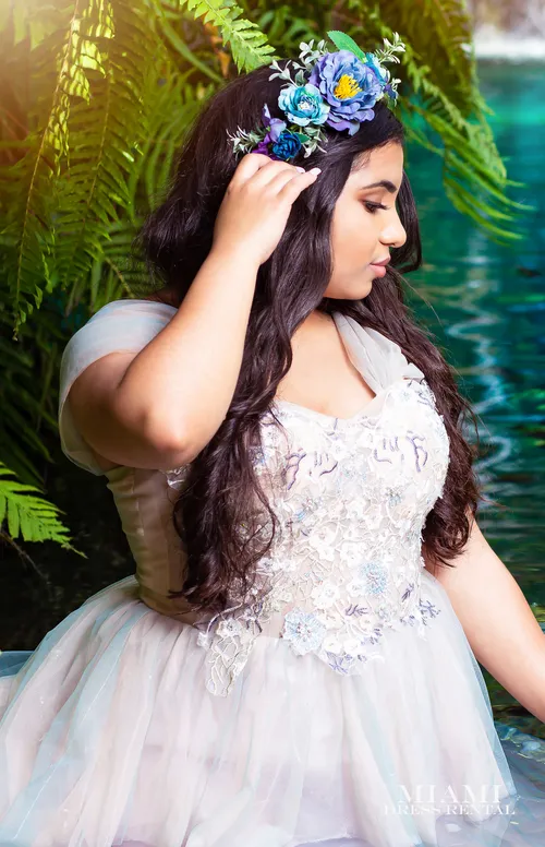 Blue and Nude Flower Water Dress