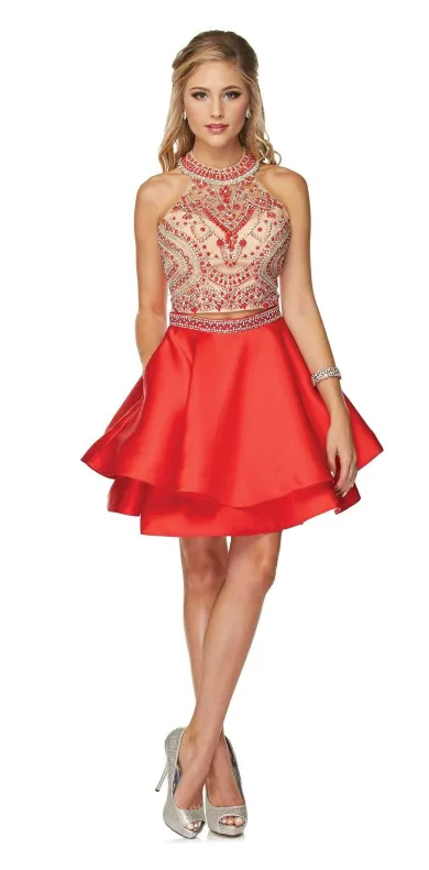 2-piece Red Homecoming Dress