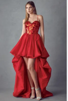 High-Low Elegant Red Dress