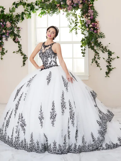 Black and White Quinceañera Dress House of Wu