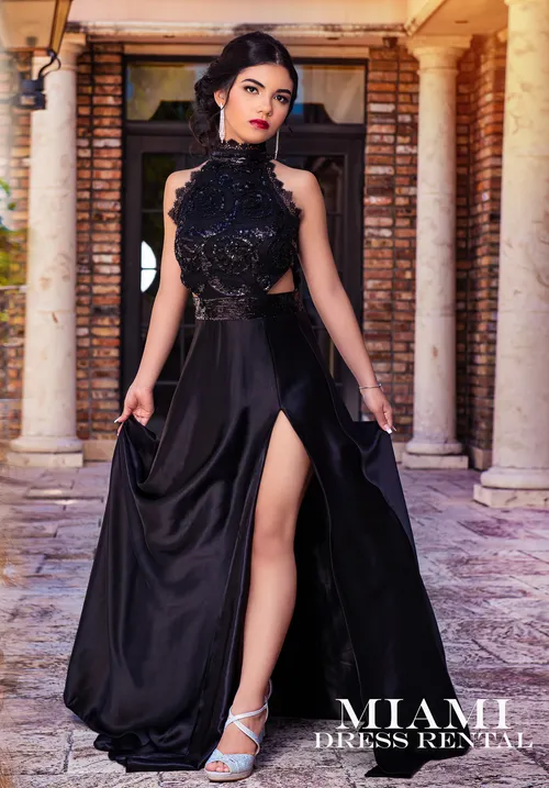Black Cut Out Satin Dress