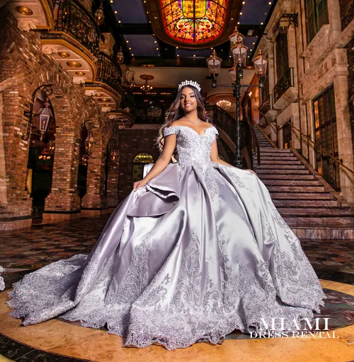 Grey Pearl Off The Shoulder Quince Dress