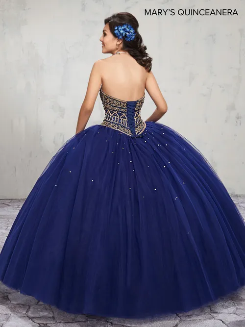 Quinceañera Navy Blue/Gold Dress