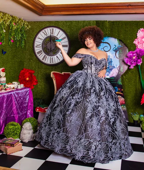 Black and Champagne Quinceanera Dress